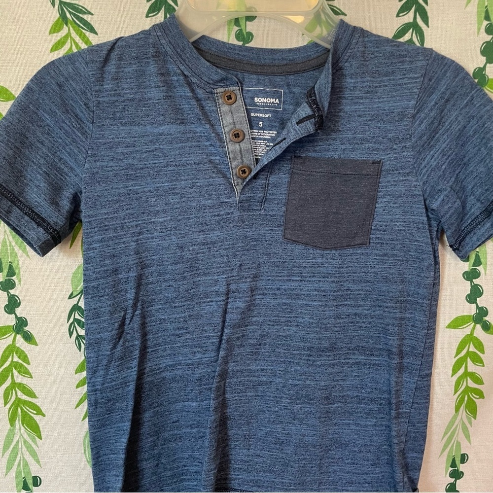 Size 5 BOYS Sonoma Blue Shirt C2 - Picture 4 of 6
